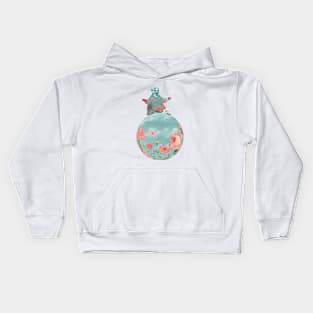 Coral Flowers and Turquoise Sky Kids Hoodie